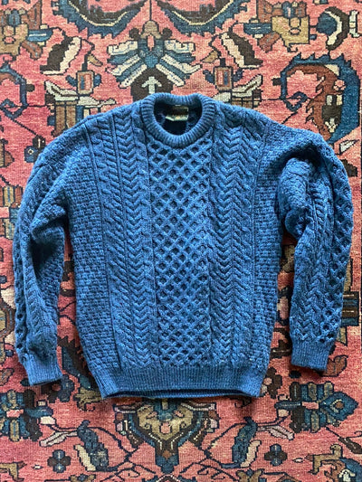 Vintage Irish Knit Pullover Sweater - Navy