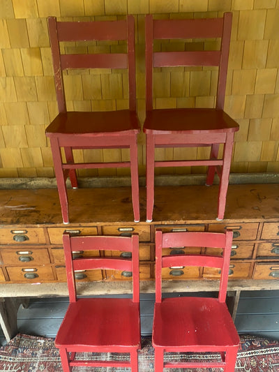 Set of Four P. Derby & Co. Red Chairs