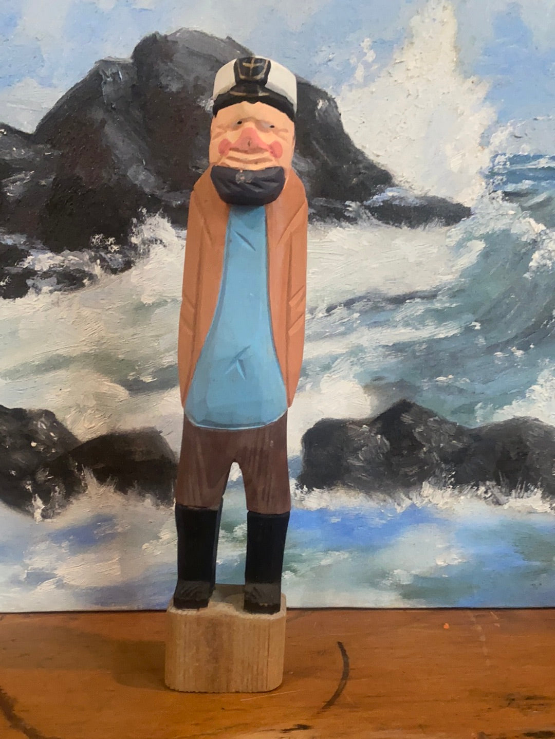 Vintage Wooden Fisherman - Yellow + Blue Shirt Coat