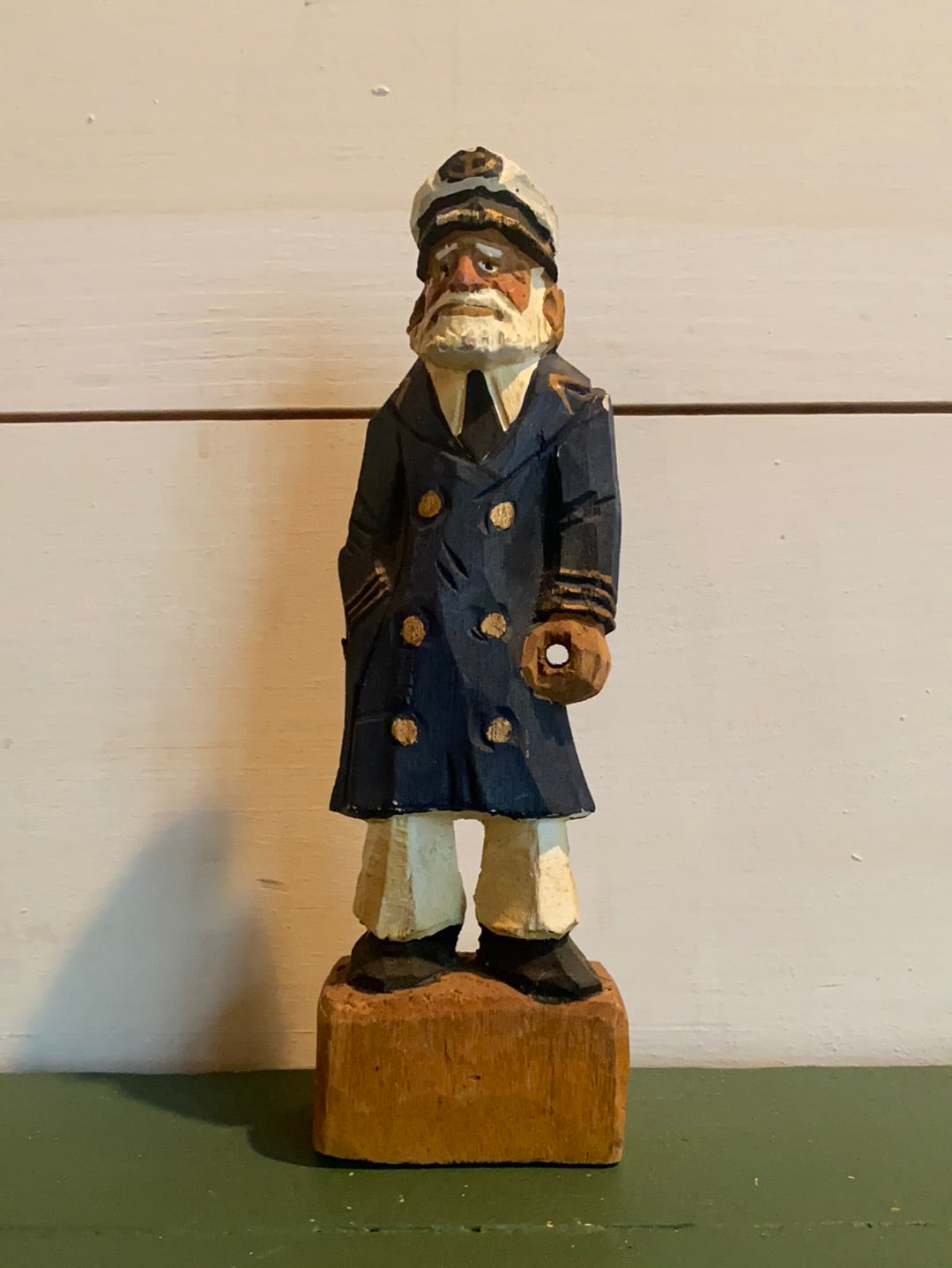 Vintage Wooden Sea Captain - Blue Coat