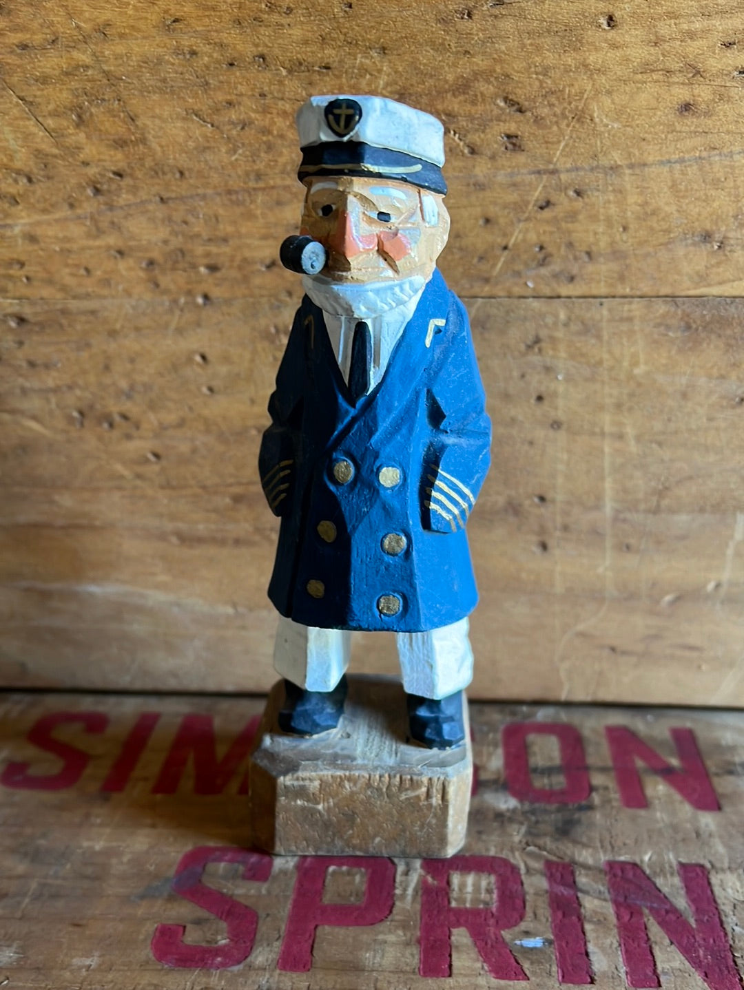 Vintage Wooden Fisherman - Navy Blue