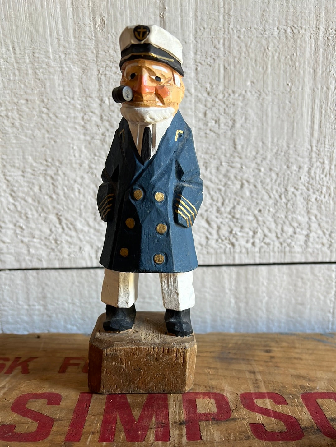 Vintage Wooden Fisherman - Navy Blue