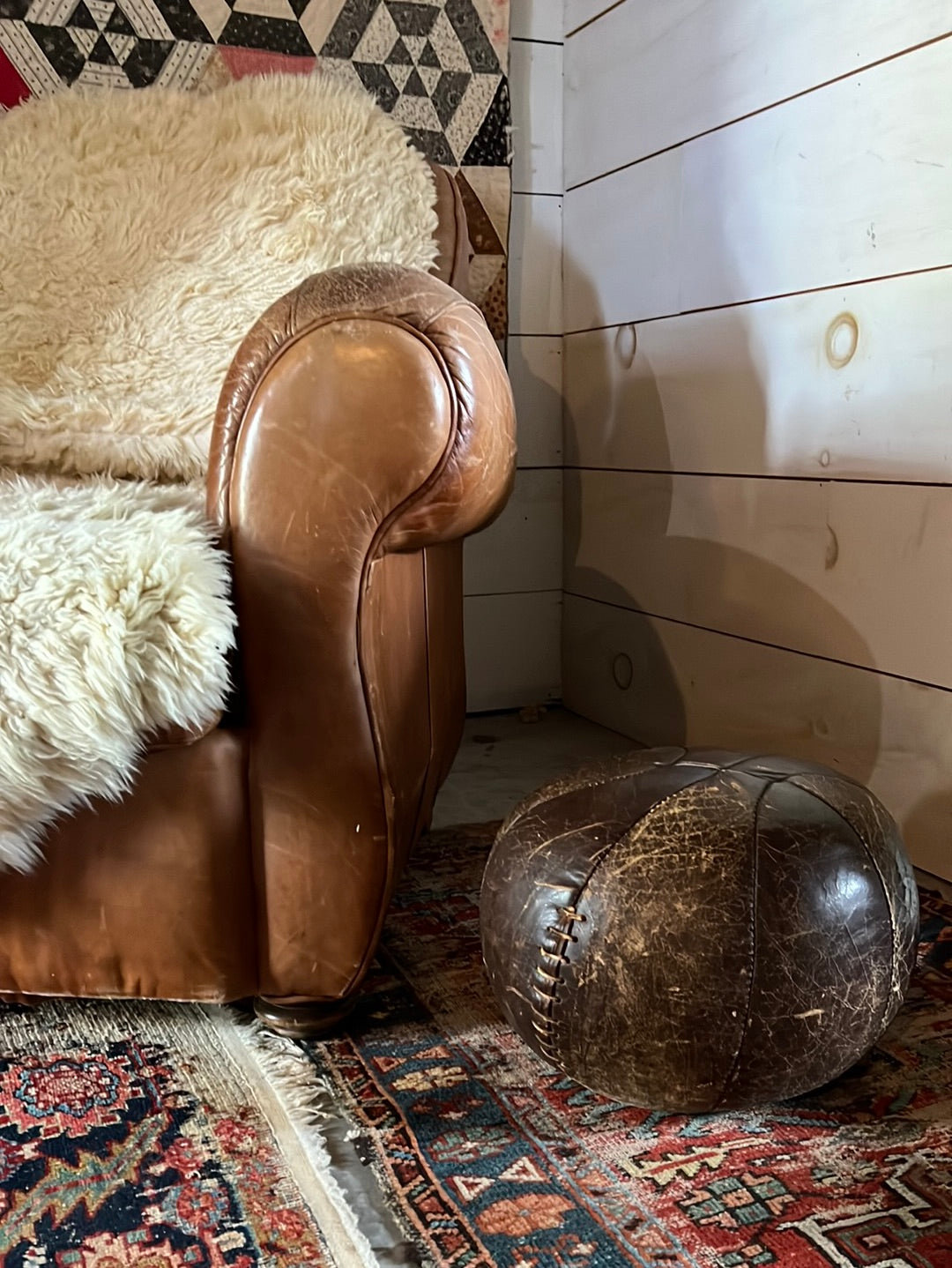 Vintage Leather Medicine Ball