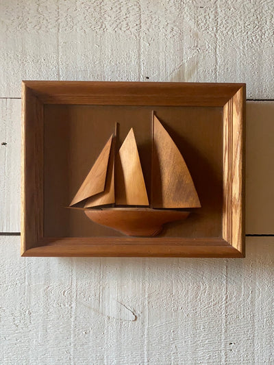 Vintage Wooden Sailboat Art