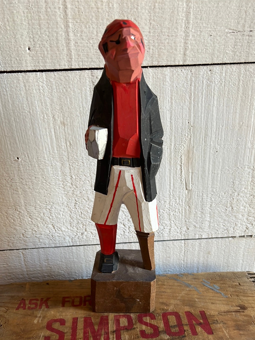 Vintage Wooden Fisherman - Red Shirt