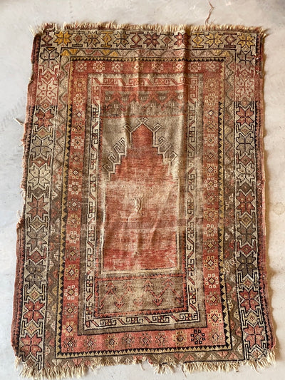 Vintage Worn In Area Rug - Terracotta + Natural