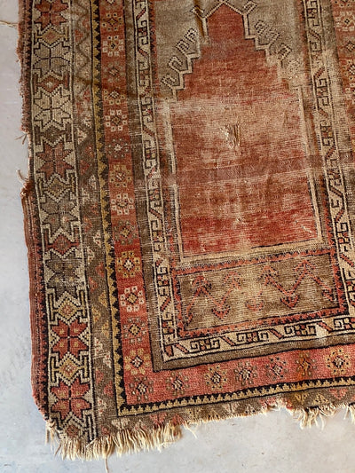 Vintage Worn In Area Rug - Terracotta + Natural