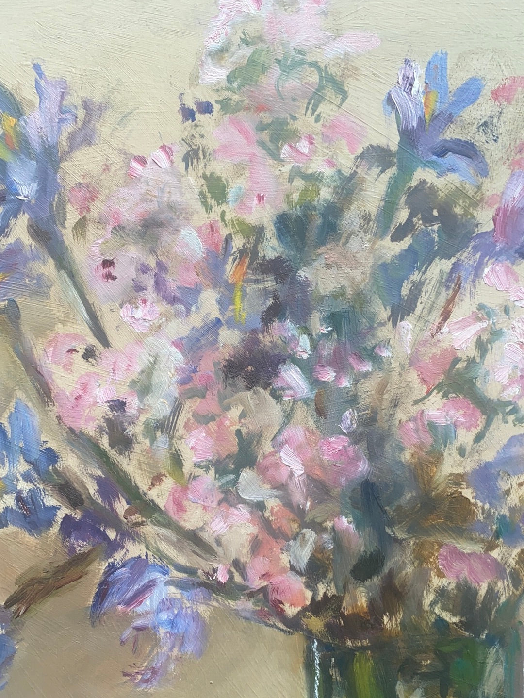 Vintage Iris & Cherry Blossoms Painting