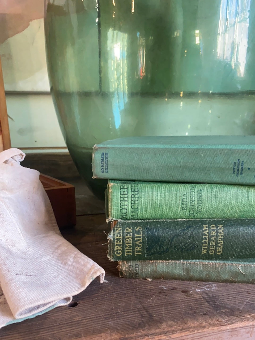 Vintage Glass Bottleneck Jug - Green