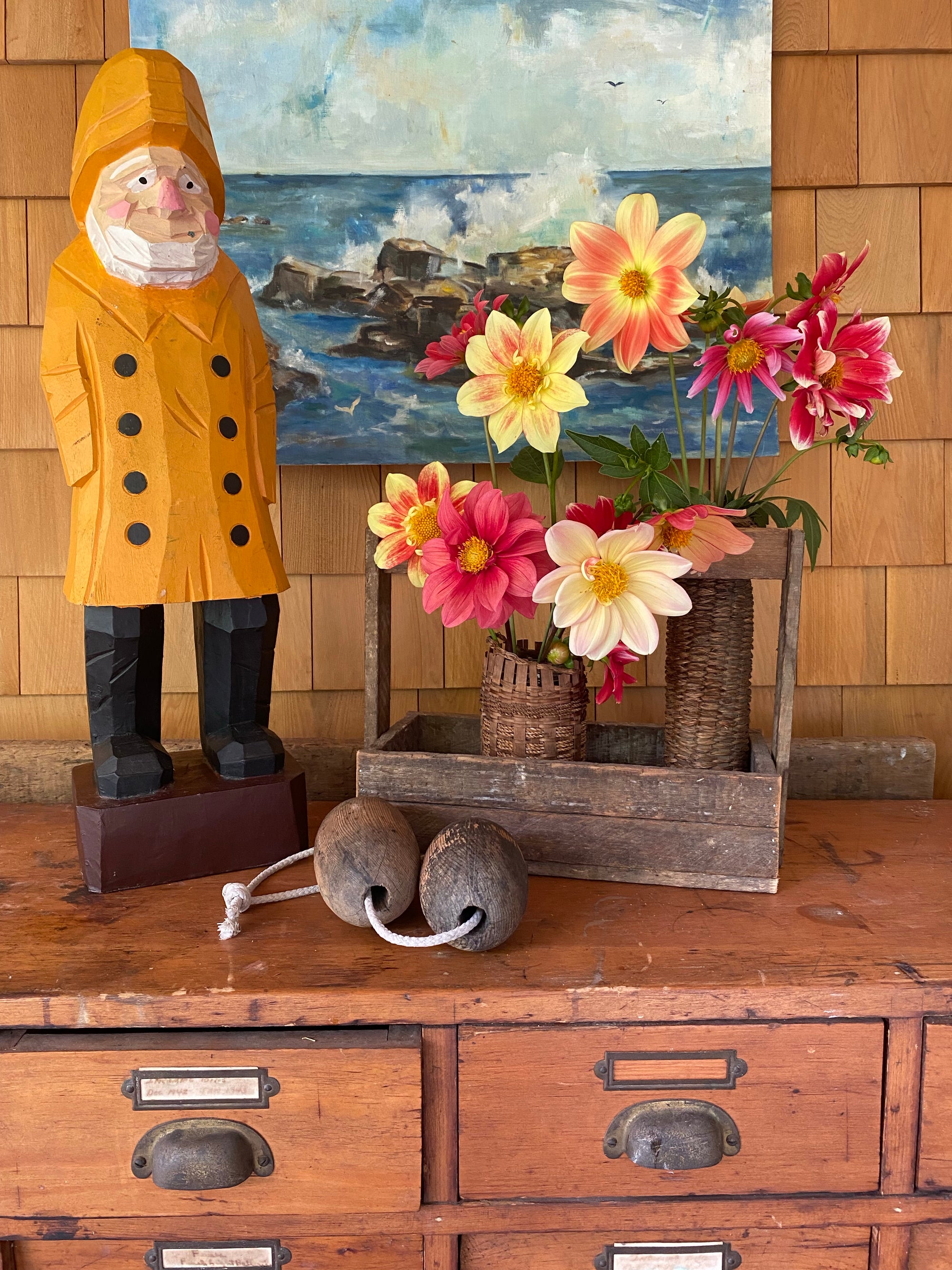 Wooden Fisherman Statue 24"