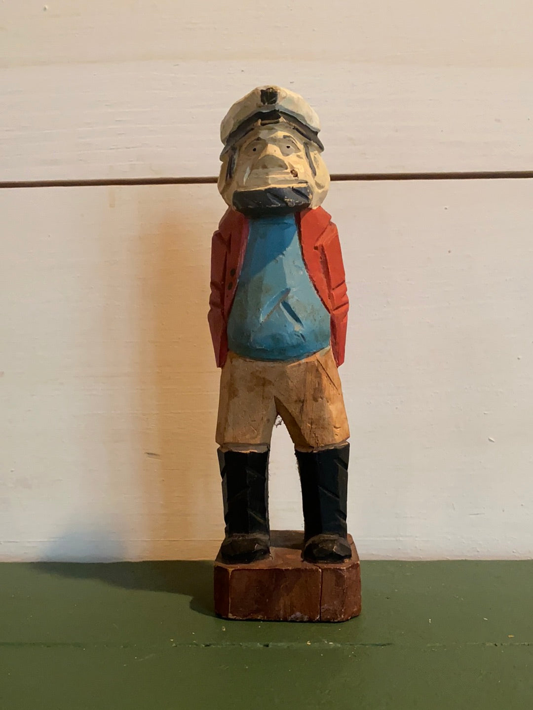 Vintage Wooden Fisherman - Orange Coat