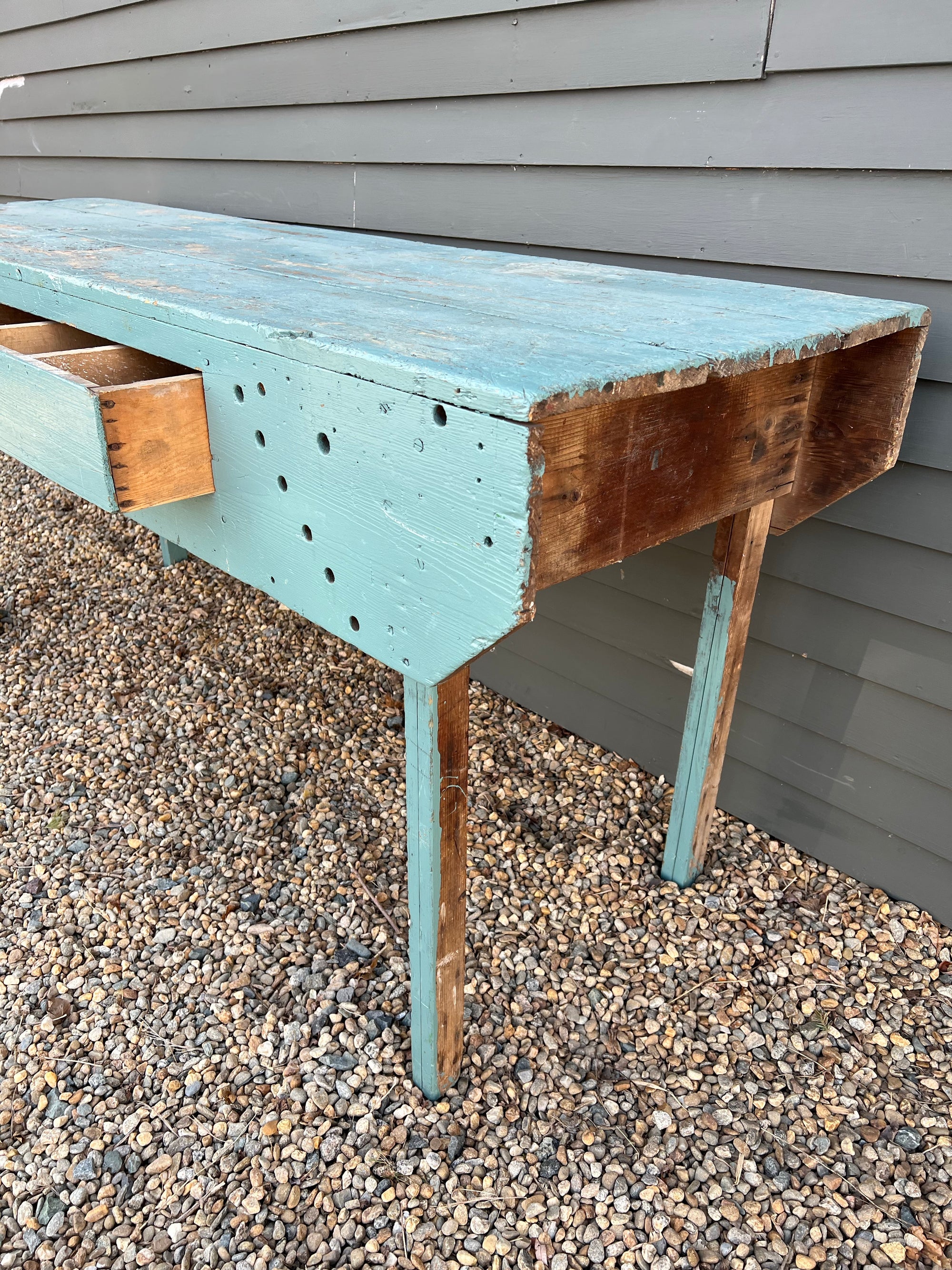 Vintage Industral Workbench - Painted Blue