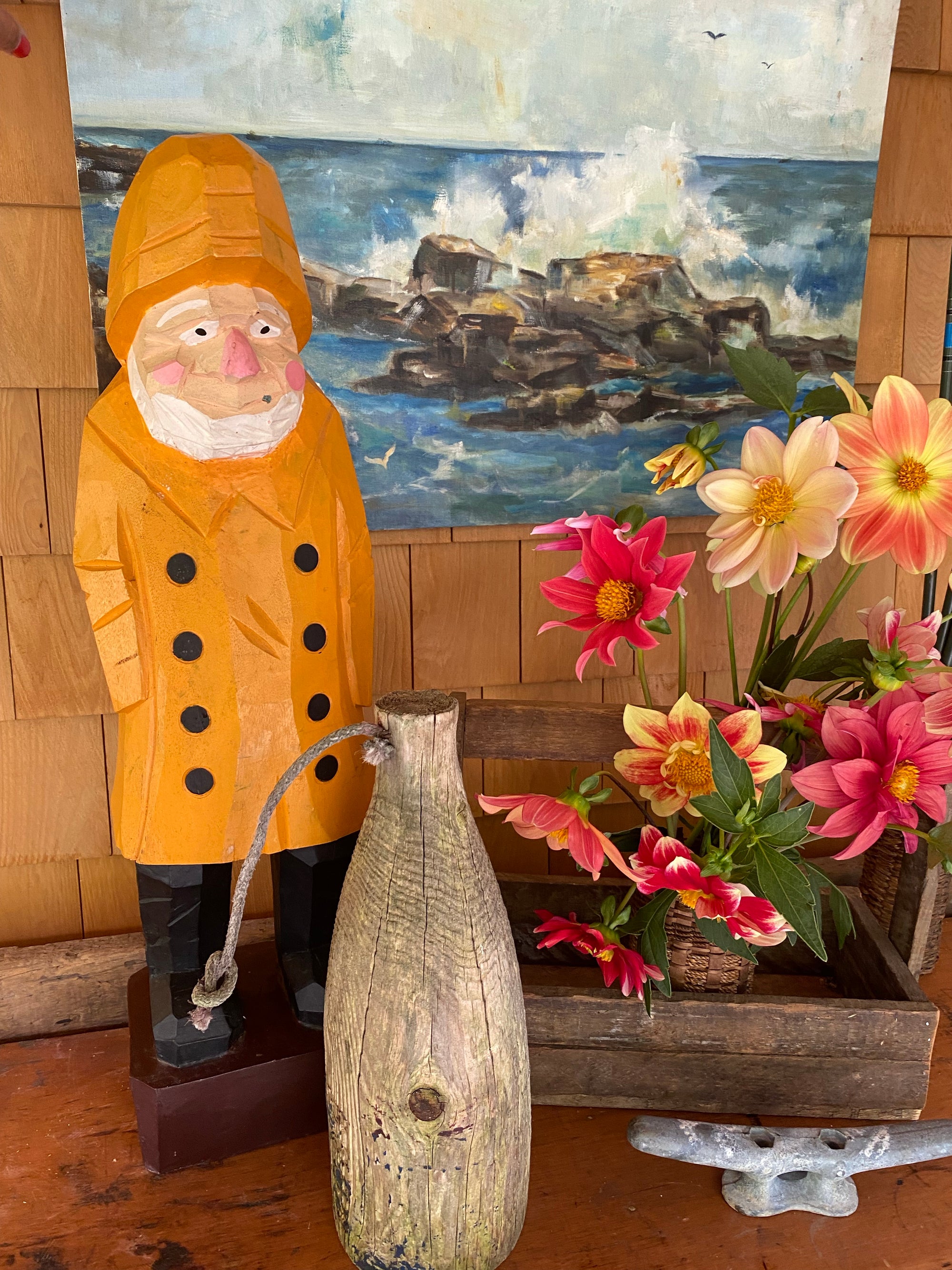 Wooden Fisherman Statue 24"