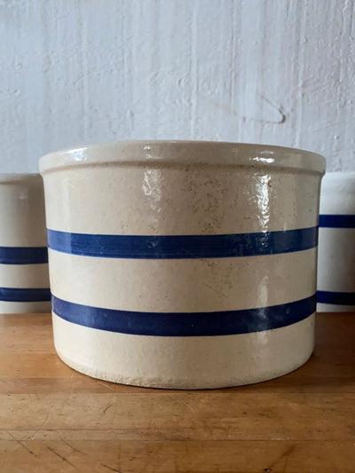 Vintage Roseville Ohio Blue Striped Crock