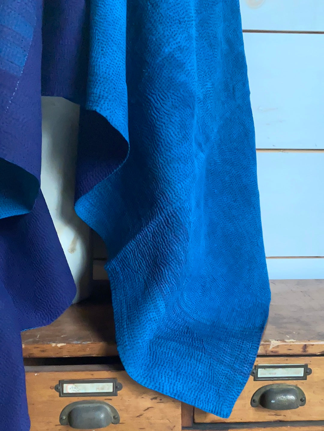 Handmade Indigo Kantha Quilt