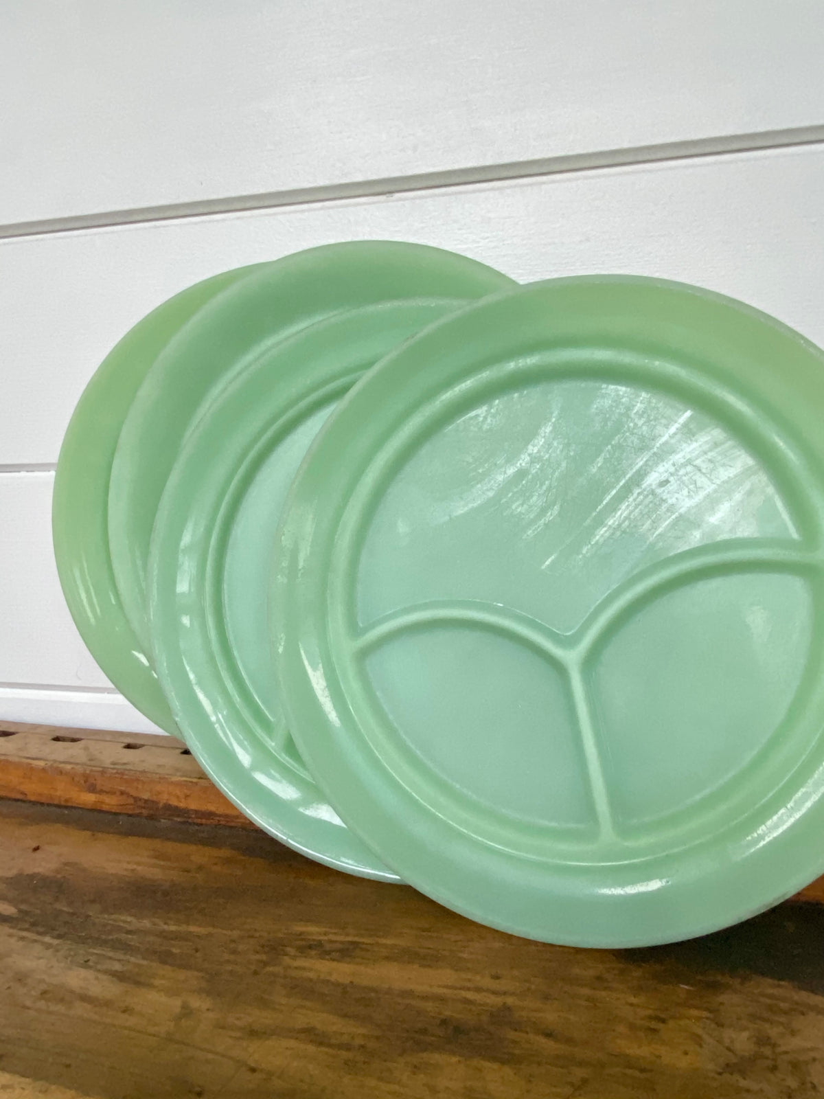 Set of 4 Fire King Jadeite Grill Plates