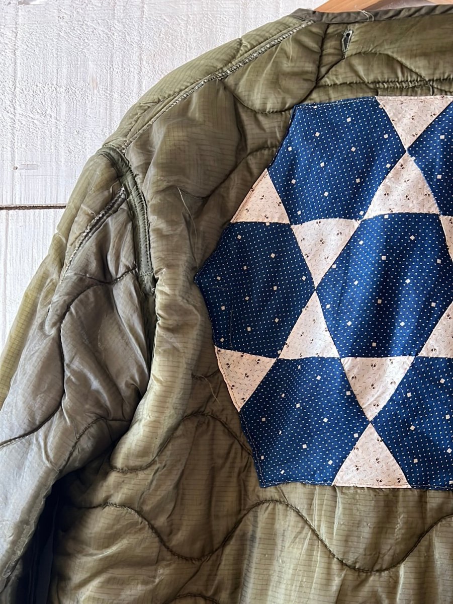 Indigo Quilt Patch - Vintage Quilted Liner - Diamonds & Rust