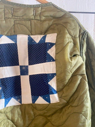 Indigo Quilt Patch - Vintage Quilted Liner - Diamonds & Rust