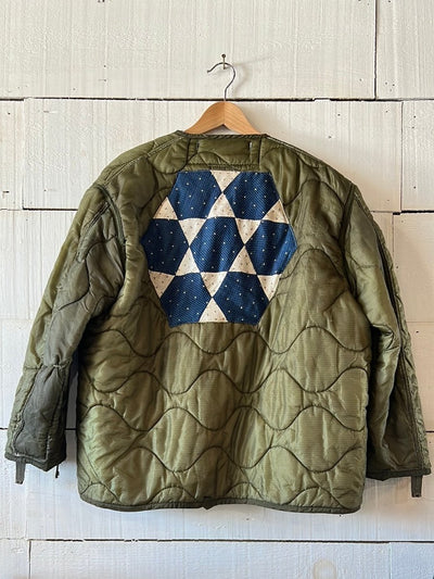 Indigo Quilt Patch - Vintage Quilted Liner - Diamonds & Rust