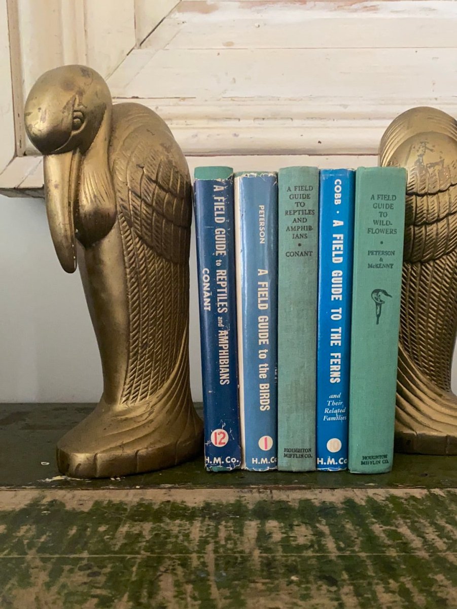 Mid Century Brass Crane Bookends - Diamonds & Rust