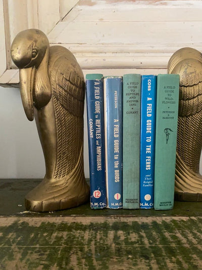 Mid Century Brass Crane Bookends - Diamonds & Rust