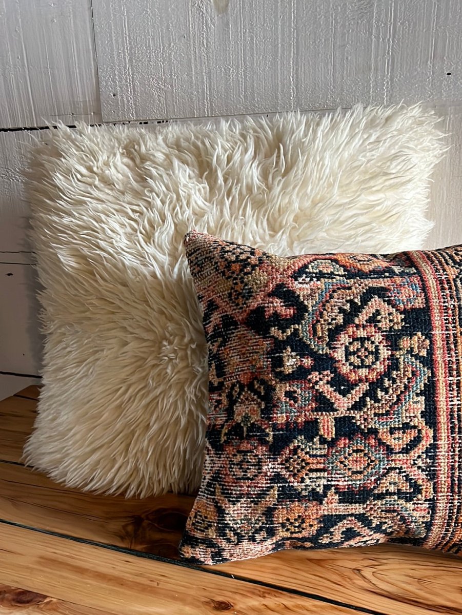 Pre - Loved Sherpa Down - Filled Pillow 20" x 20" - Diamonds & Rust