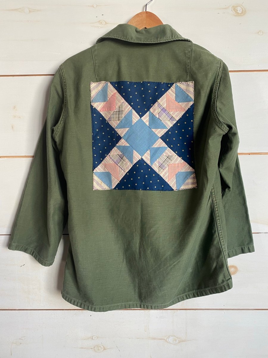 Quilt Patch - Vintage Military Shirt - 1 - Diamonds & Rust