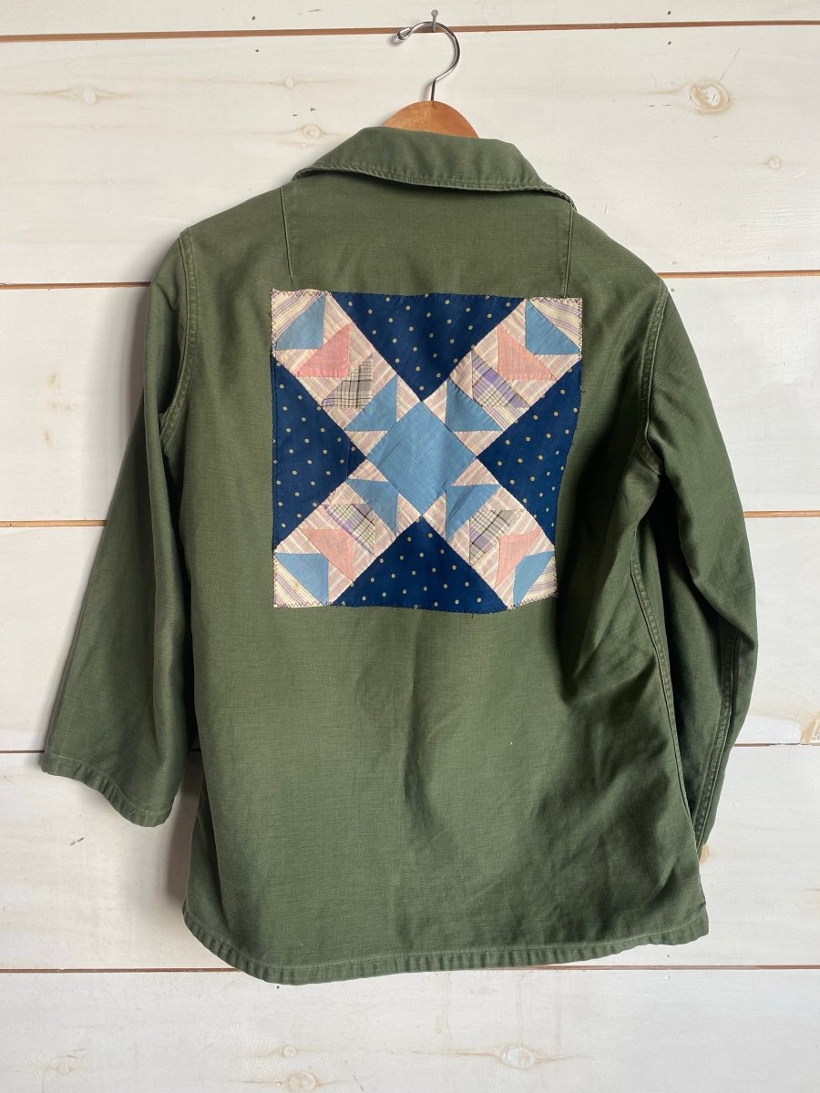 Quilt Patch - Vintage Military Shirt - 1 - Diamonds & Rust