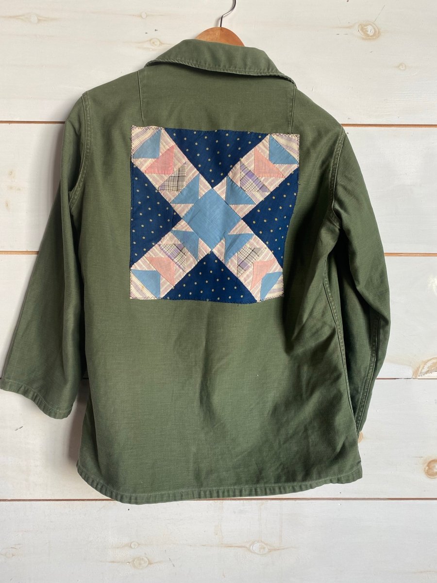 Quilt Patch - Vintage Military Shirt - 1 - Diamonds & Rust