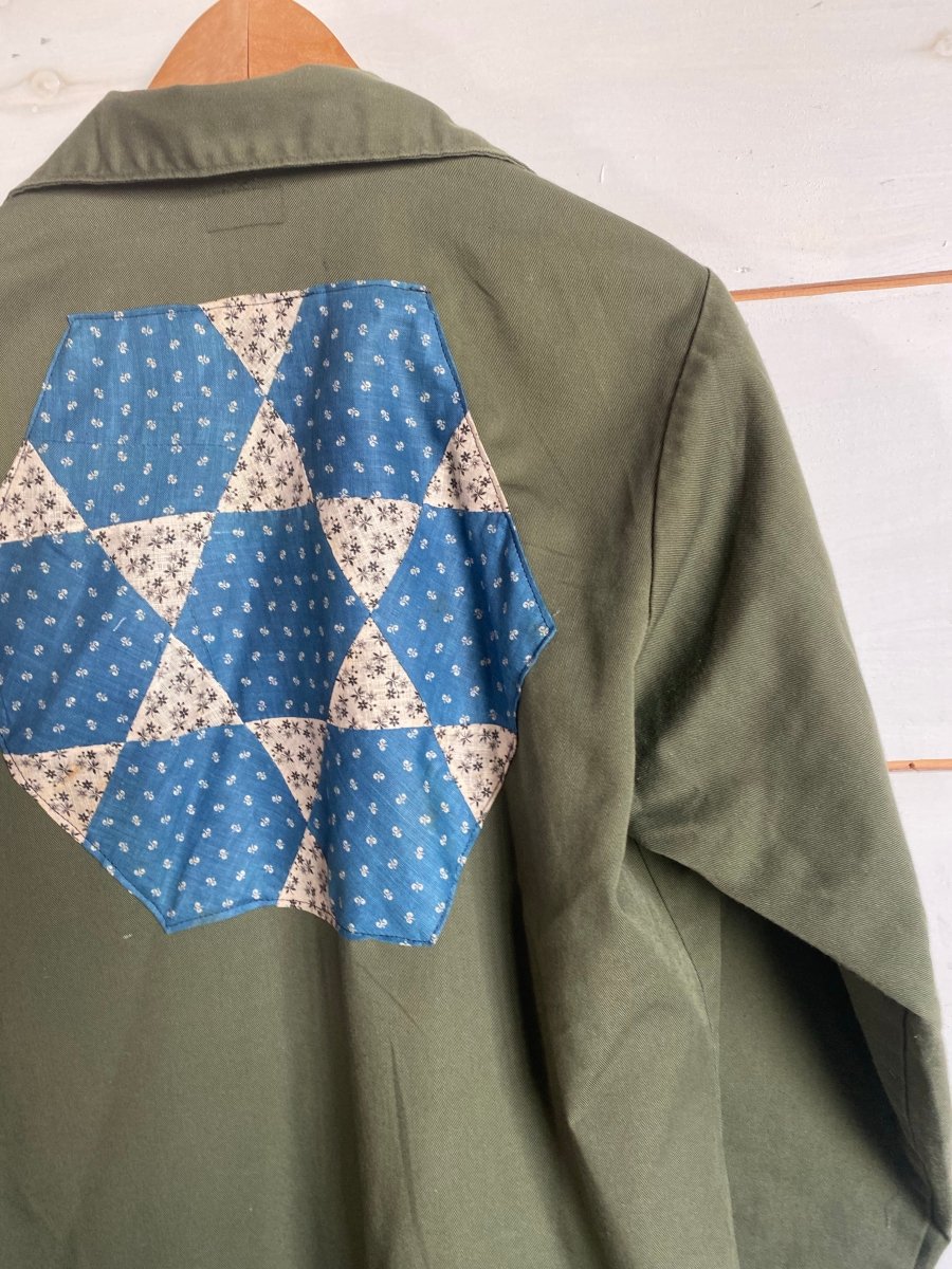 Quilt Patch - Vintage Military Shirt - Diamonds & Rust