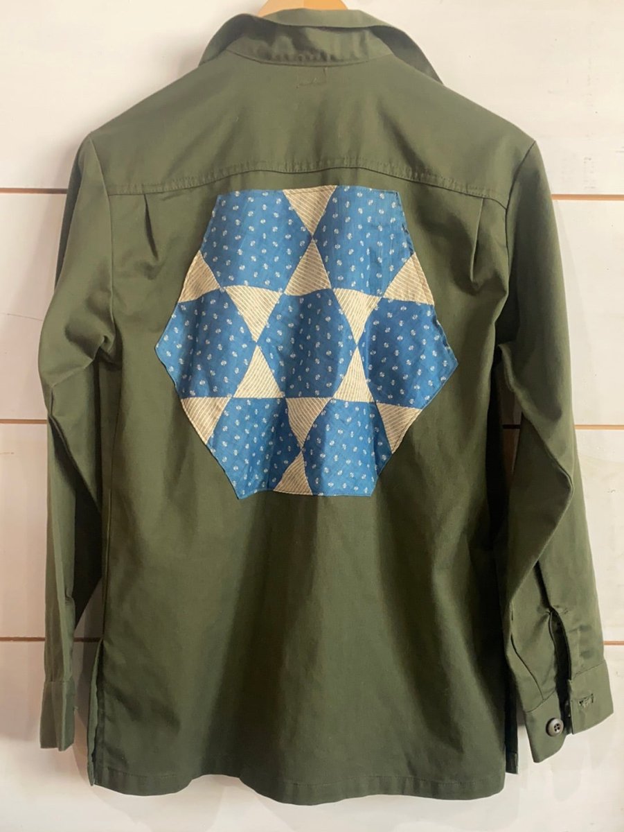 Quilt Patch - Vintage Military Shirt - Diamonds & Rust