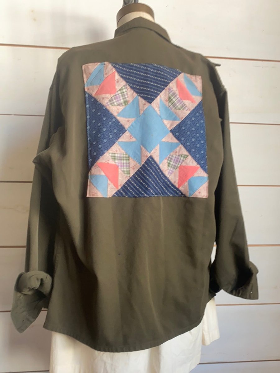 Quilt Patch - Vintage Military Shirt - Diamonds & Rust