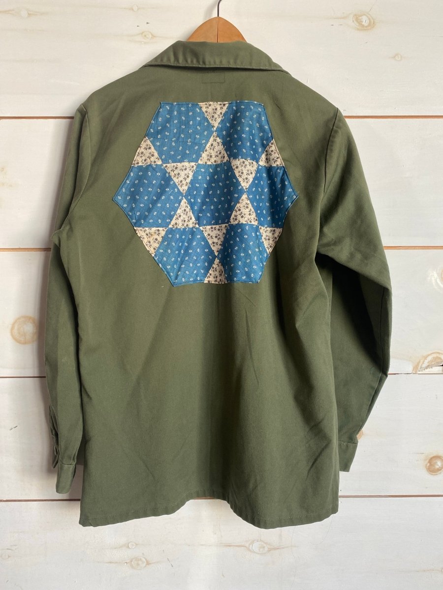 Quilt Patch - Vintage Military Shirt - Diamonds & Rust