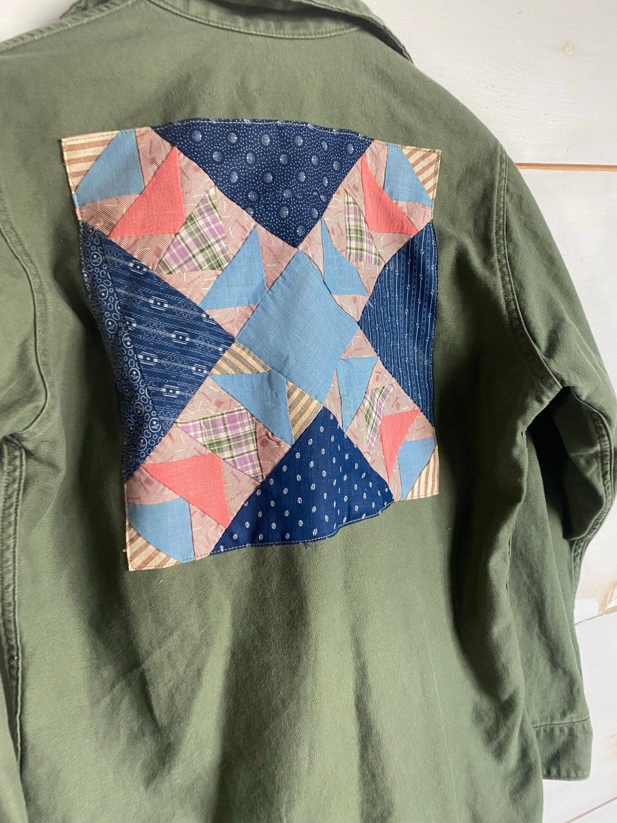 Quilt Patch - Vintage Military Shirt - Diamonds & Rust