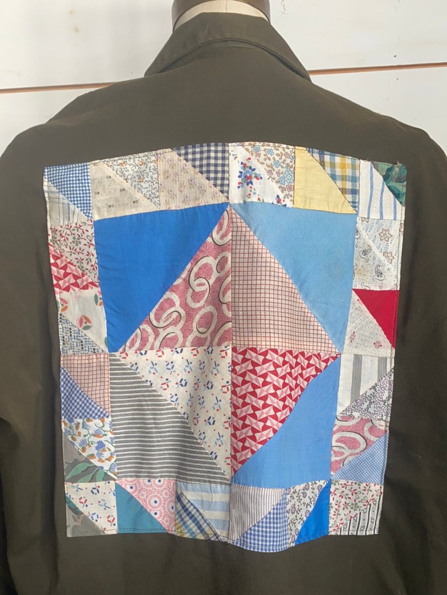 Quilt Patch - Vintage Military Shirt - Diamonds & Rust