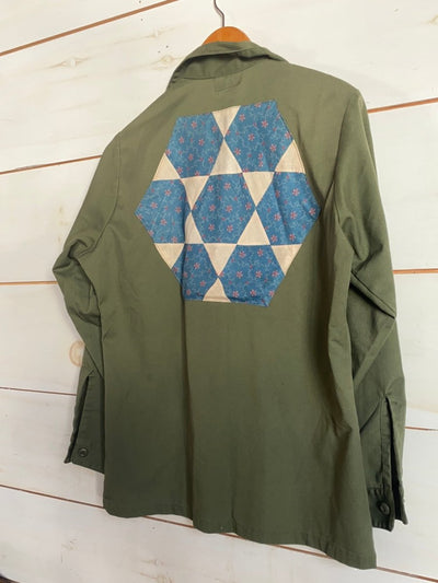 Quilt Patch - Vintage Military Shirt - Diamonds & Rust