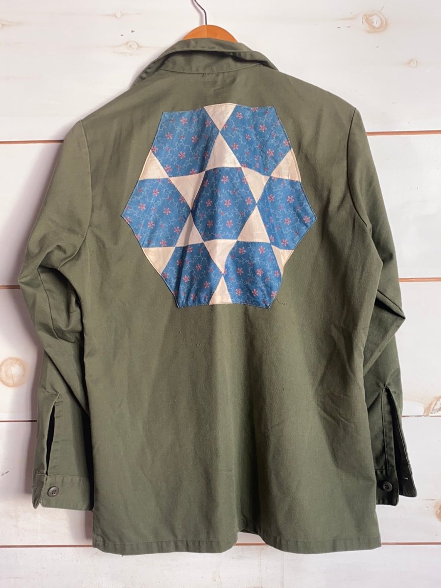 Quilt Patch - Vintage Military Shirt - Diamonds & Rust