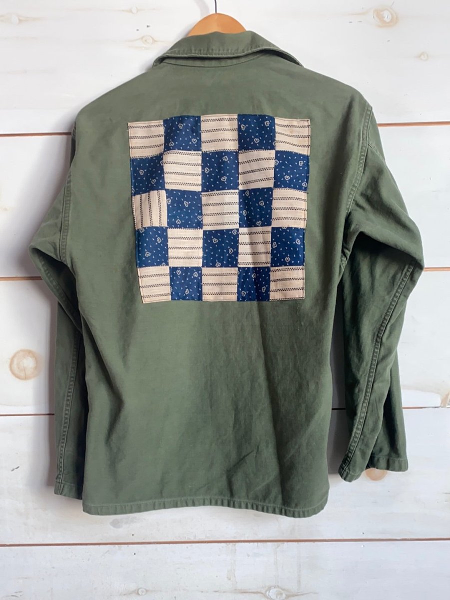Quilt Patch - Vintage Military Shirt - Diamonds & Rust