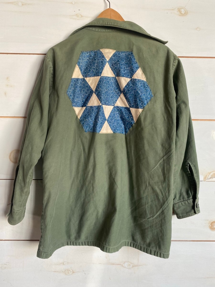 Quilt Patch - Vintage Military Shirt - Diamonds & Rust