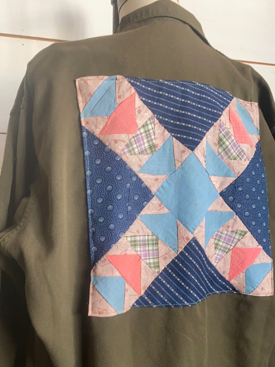 Quilt Patch - Vintage Military Shirt - Diamonds & Rust