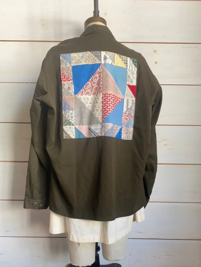 Quilt Patch - Vintage Military Shirt - Diamonds & Rust