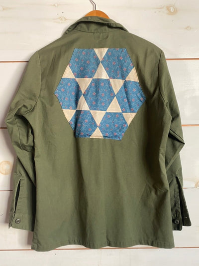 Quilt Patch - Vintage Military Shirt - Diamonds & Rust