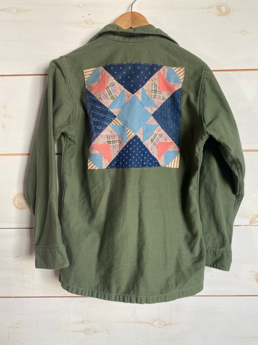 Quilt Patch - Vintage Military Shirt - Diamonds & Rust