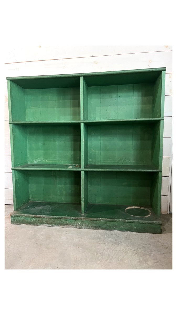 Salvaged Green Wood Bookcase - Diamonds & Rust