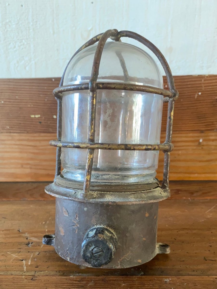 Salvaged Maritime Ceiling Light - Diamonds & Rust