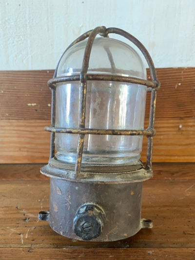Salvaged Maritime Ceiling Light - Diamonds & Rust