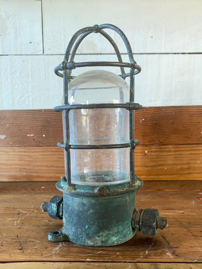Salvaged Maritime Ceiling Light - Diamonds & Rust