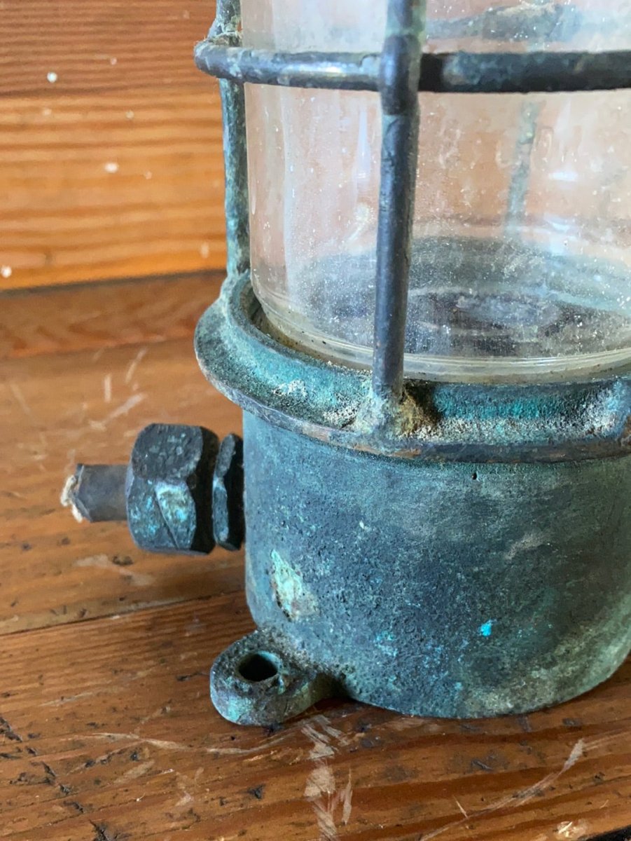 Salvaged Maritime Ceiling Light - Diamonds & Rust