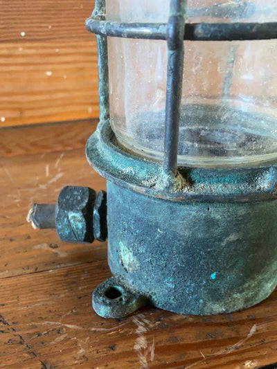 Salvaged Maritime Ceiling Light - Diamonds & Rust