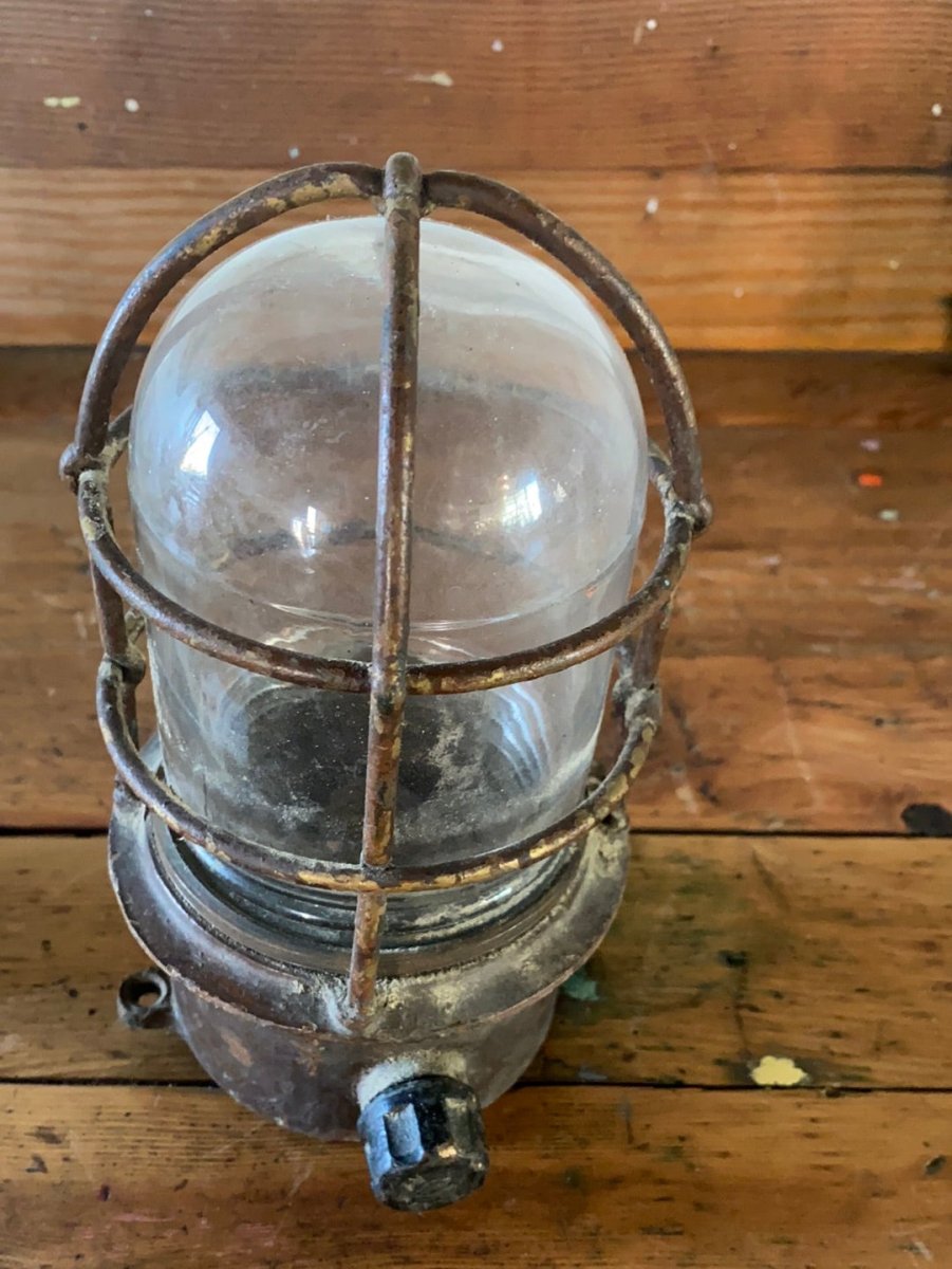 Salvaged Maritime Ceiling Light - Diamonds & Rust